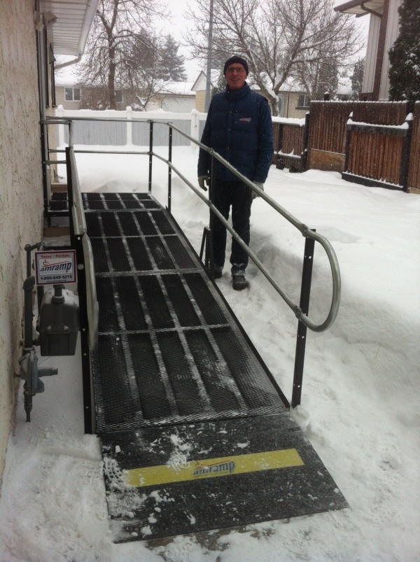 Amramp provides wheelchair access to Ft Saskatchewan home during snowstorm